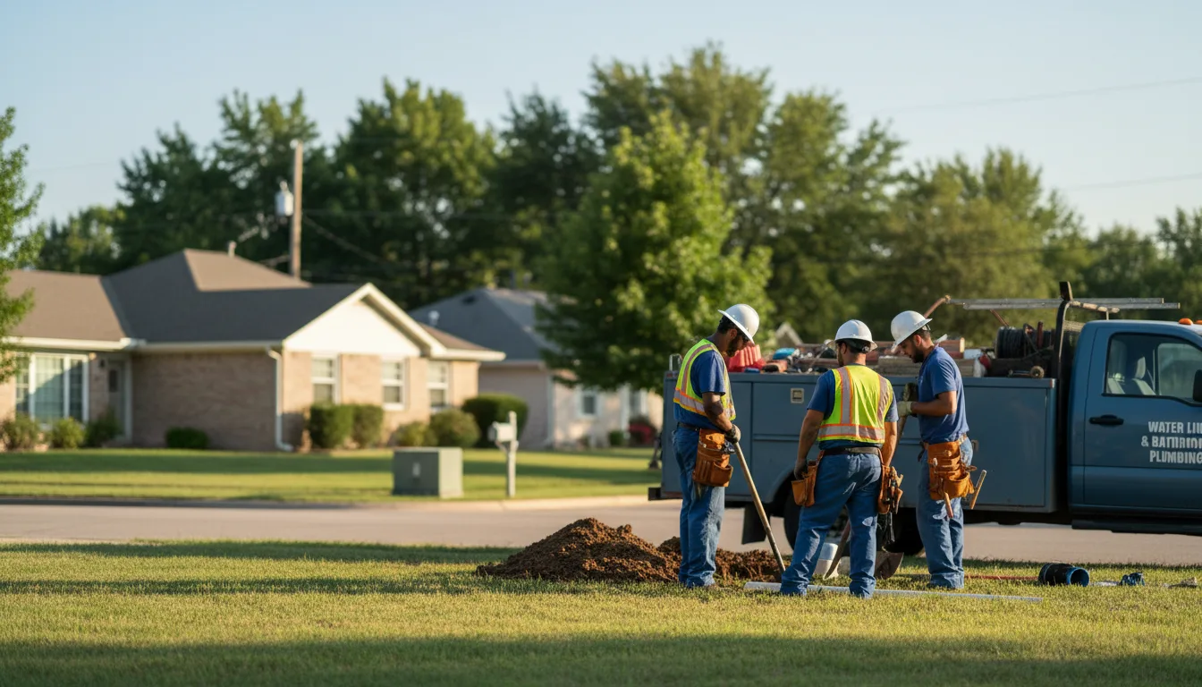 Residential water line and bathroom plumbing service in Mcqueeney, TX